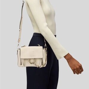 Chloé Faye Crossbody Small Bag Off White Leather Gold Hardware
